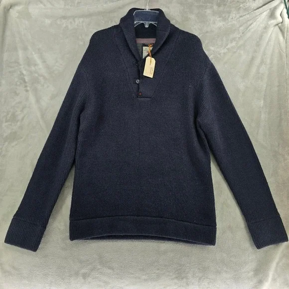 Relwen Old Salt Shawl Sweater Men XL Navy Blue Ribbed Wool Blend NEW